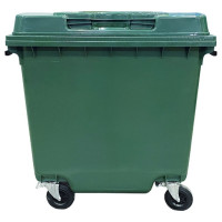 Мусорный контейнер Тара.ру полиэтилен, 1100 л, на колёсах, цвет зелёный 25449