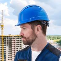 Защитная каска из полипропилена с вентиляцией Delta Plus QUARTZ UP IV синяя QUARUP4BL