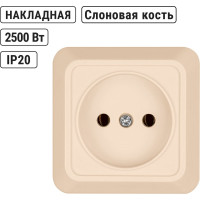 Розетка TDM ELECTRIC 2П открытой установки IP20 10А 250В керамика слоновая кость Ладога SQ1801-0210