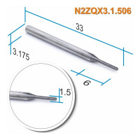 Фреза прямая двухзаходная сферическая N2ZQX3.1.506 (1.5х3.175х6х33 мм) DJTOL 620