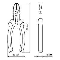 Бокорезы (кусачки для проводов) TDM ELECTRIC с пластиковыми рукоятками, углеродистая сталь, 180 мм, серия "Гранит" SQ1009-0302