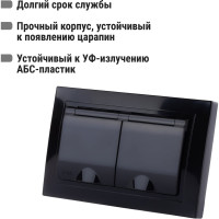 Двойная розетка TDM ELECTRIC 2П+З с защитными шторками и крышкой 16А 250В IP44 антрацит Таймыр SQ1814-0876