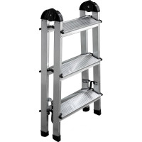 Алюминиевая 3-х ступенчатая двухсторонняя стремянка Perilla 111403