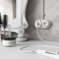 Розетка с заземлением WERKEL W5871050/ Vintage (белый матовый/хром) a055918