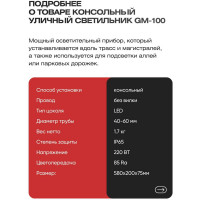 Светильник консольный уличный KRASO -100Вт, 175-265В 12000Лм 5000К, угол-135гр. GM-100