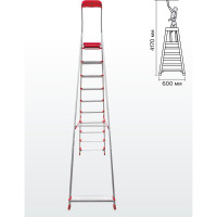 Профессиональная стремянка Новая Высота NV3118, 1x10 ступеней 130 мм, органайзер, Max нагр. 180 кг, 2К башмаки, 3118110