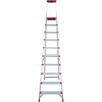 Профессиональная стремянка Новая Высота NV3118, 1x10 ступеней 130 мм, органайзер, Max нагр. 180 кг, 2К башмаки, 3118110