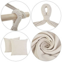 Качели-гамак ZDK Homium с 2-мя подушками, белый, с кисточками, белые подушки, белые нити hammock3