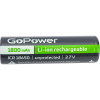 Аккумулятор GoPower Li-ion 18650 PC1 3.6V 1800mAh без защиты высокий контакт 00-00018351
