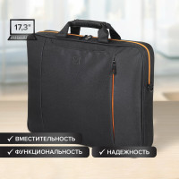 Сумка-портфель с отделением для ноутбука 17.3" BRAUBERG Office, черная, 44x34x6 см 270826