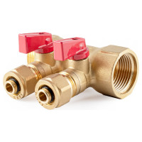 Коллектор с шаровыми кранами PROFACTOR в/н 1" х 2 вых 16 цанга PF MVP 267.2