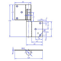 Гаражная петля на площадке Левша 140x20x47 под крепеж, правая У1-9200.Wп