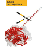 Пластиковая сигнальная цепь ТЕХНОЛОГИЯ красно-белая, 8 мм, бухта 50 м 0000008959