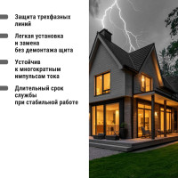 Устройство защиты от импульсных перенапряжений (разрядник) ОПС1-B TDM ELECTRIC 3Р In=30kA Un=400B Im=60kA SQ0201-0003