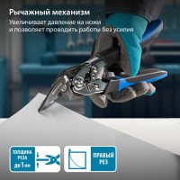 Ножницы по металлу, усиленные, 255 мм, прямой и правый рез, сталь СrMo, двухкомпонентные рукоятки GROSS PIRANHA 78351