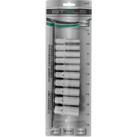 Набор удлиненных торцевых головок 3/8", 6-ти гр CrV, 8-19 мм, 10 шт. STELS 13604