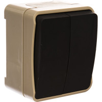 Выключатель Smartbuy 2-клавишный 10А, IP 54 Сатурн SBE-04w-10-SW2-0
