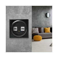 Розетка компьютерная RJ-45 OneKeyElectro, двойная, цвет чёрный 1E20901303 2172818