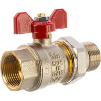 Шаровой кран Tiemme НВ, с разъемным соединением для коллектора, 3/4", красная бабочка 2120001