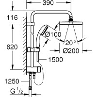 Душевая система GROHE NTempesta с переключателем 200 27389002