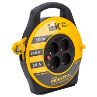 Катушка с термозащитой IEK "Industrial" УК10 4 места, 2Р+PЕ, 10м, 3х1,5 мм2 WKP15-16-04-10