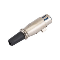 Разъем XLR 3P гнездо Pro Legend металл на кабель с хомутом 70мм, PL2187