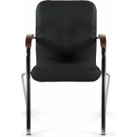 Кресло BRABIX Samba Cf-103, хром каркас, накладки орех, кожзам черный 532756