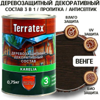 Деревозащитный декоративный состав ТЕРРАТЕКС венге, 0.75 кг, 1 л ЭК000136994