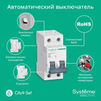 Автоматический выключатель Systeme Electric City9 set ав с, 32 А, 2 Р, 4.5 kА, 230 В (ранее EZ9F34232) C9F34232