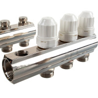 Коллекторный блок KROMWELL с термостатическими вставками, запорными клапанами EU.ST6079350 1x34x3_k