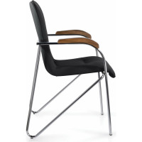 Кресло BRABIX Samba Cf-103, хром каркас, накладки орех, кожзам черный 532756