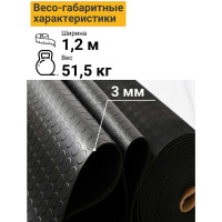 Покрытие резиновое "Монетка" Технология 1,2x10 м черный 00-00006112