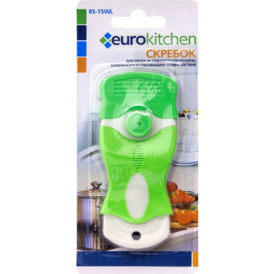 Eurokitchen Скребок для чистки стеклокерамики, цвет белый/салатовый, 1 шт., бренд: , арт. RS-15WL