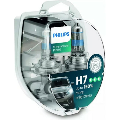 PHILIPS Автолампа H7 55 PX26d+150% X-tremeVision Pro150 2шт 12V 12972XVPS2