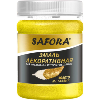 SAFORA Краска декоративная акриловая, эмаль золото металлизированная 250г ЭМ102/1М