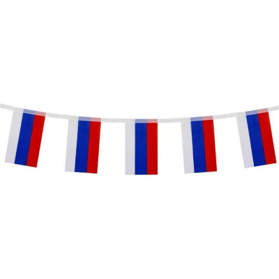 BRAUBERG Гирлянда из флагов России, длина 5м, 10 прямоугольных флажков 20х30см, BRG, 550185