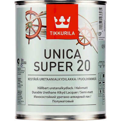 Алкидно-уретановый износостойкий лак Tikkurila UNICA SUPER 20 55964040110