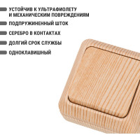 Выключатель TDM ELECTRIC 1-кл. открытой установки IP20 10А, сосна, серия "Ладога" SQ1801-0043