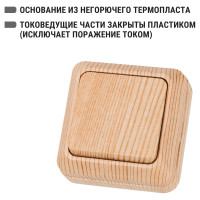 Выключатель TDM ELECTRIC 1-кл. открытой установки IP20 10А, сосна, серия "Ладога" SQ1801-0043