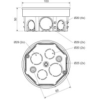 Распределительная коробка KOPOS для твердых стен D103х50 мм KO 97/5_KA