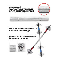 Гантели разборные URM 2 шт х 15 кг, 30 кг, металлические B00032