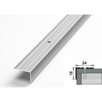 Порог угловой алюминиевый (24х18 мм, 1,8 м, анодированный, Серебро) ЛУКА 00000002518