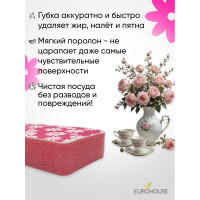 Двухслойная губка для посуды EUROHOUSE с принтом 14002