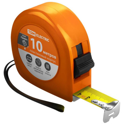 Рулетка, длина 10 м, стальная лента, ширина 25 мм, пластиковый корпус, TDM ELECTRIC "Гранит" SQ1018-0104