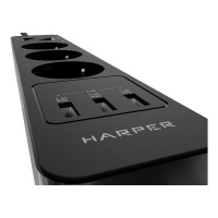 Удлинитель с USB зарядкой HARPER UCH-330 Black H00003009
