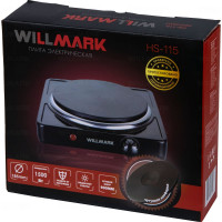 Электрическая плита WILLMARK 1 чугунная конфорка 185 мм, 1500 Вт, корпус из нержавеющей стали, черный НS-115 2000607