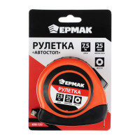 Рулетка ЕРМАК "Автостоп", двухкомпонентный корпус, 7,5мх25мм 658-122
