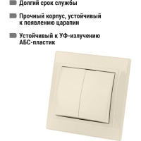 Двухклавишный выключатель TDM ELECTRIC 10А слоновая кость Таймыр SQ1814-0102