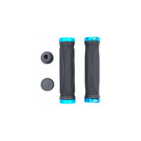 Грипсы JOY KIE MTB HL-G202, 130 мм, с 2 грипстопами, под шестигранник, черный/синий H000008028