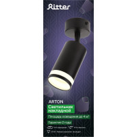 Светильник накладной RITTER Arton поворотный цилиндр 55x55x100 GU10 аллюминий/стекло черный 59971 5